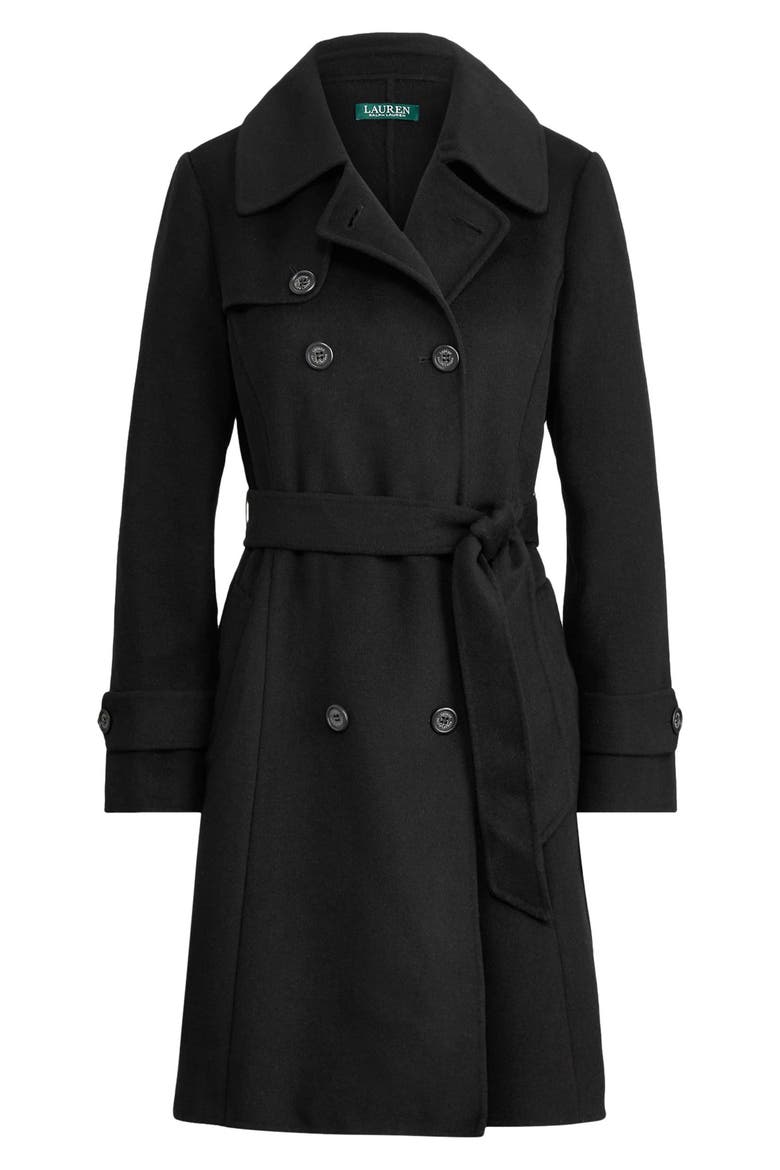 Wool Blend Trench Coat, Alternate, color, BLACK