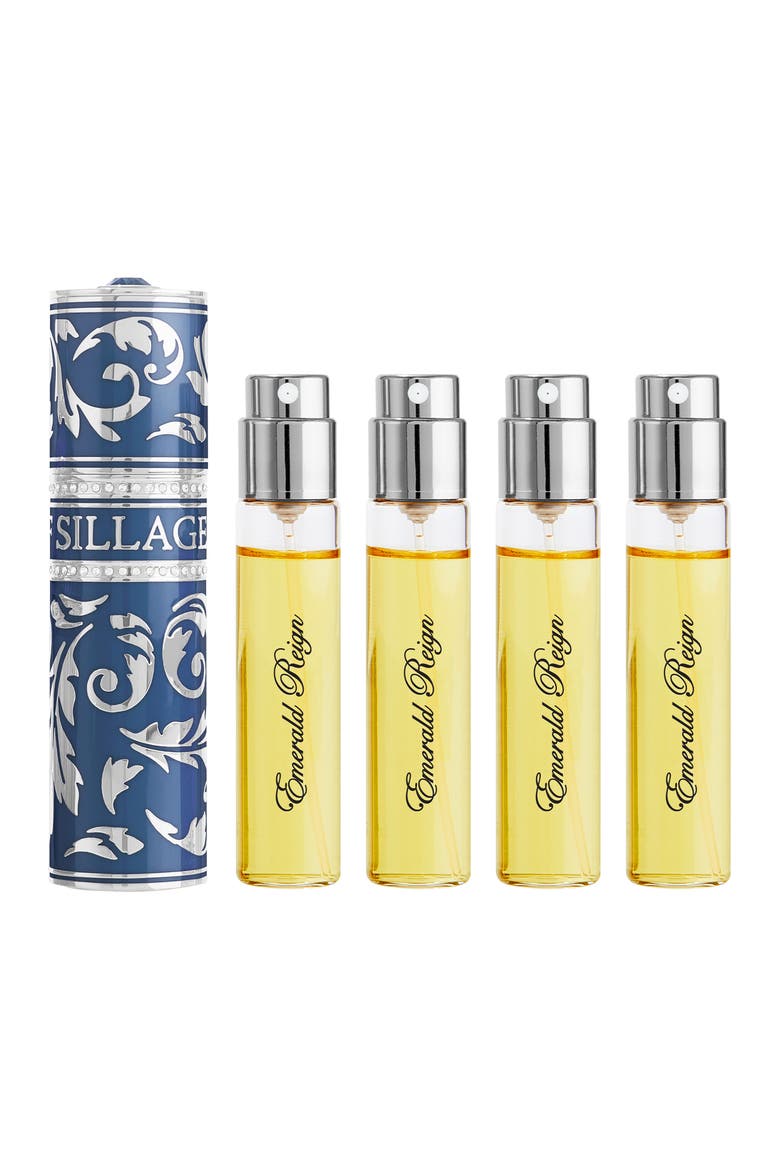 Arabesque Collection Bleu-Gris Travel Case & Emerald Reign Fragrance Gift Set, Main, color, NO COLOR