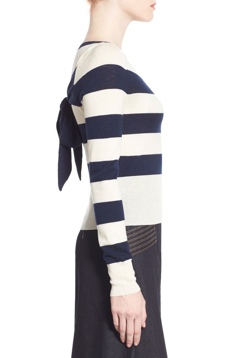 Olivia Palermo + Chelsea28 Stripe Wool & Cashmere Pullover, Alternate, color, IVORY- NAVY MARGO STRIPE