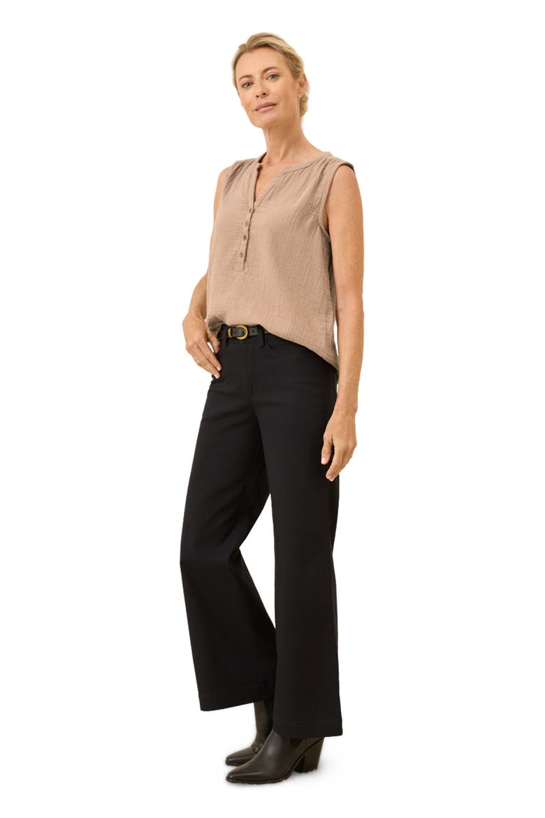 Organic Cotton Stretch Twill Wide Leg Pant, Alternate, color, Black
