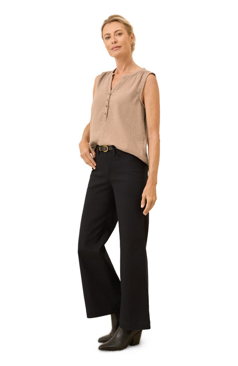 Pact Organic Cotton Stretch Twill Wide Leg Pant, Alternate, color, Black