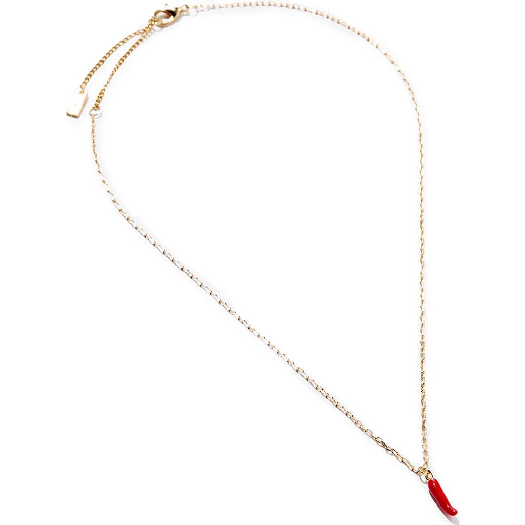 Rubi Shoes Pendant Necklace In Up Gold Enamel Chilli