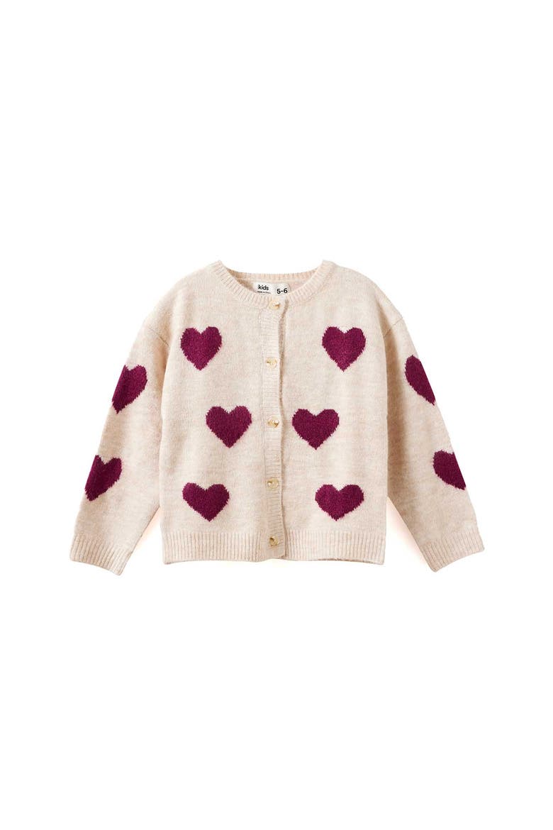 Kid's Cosi Knit Cardigan, Alternate, color, Oatmeal Marle Heart