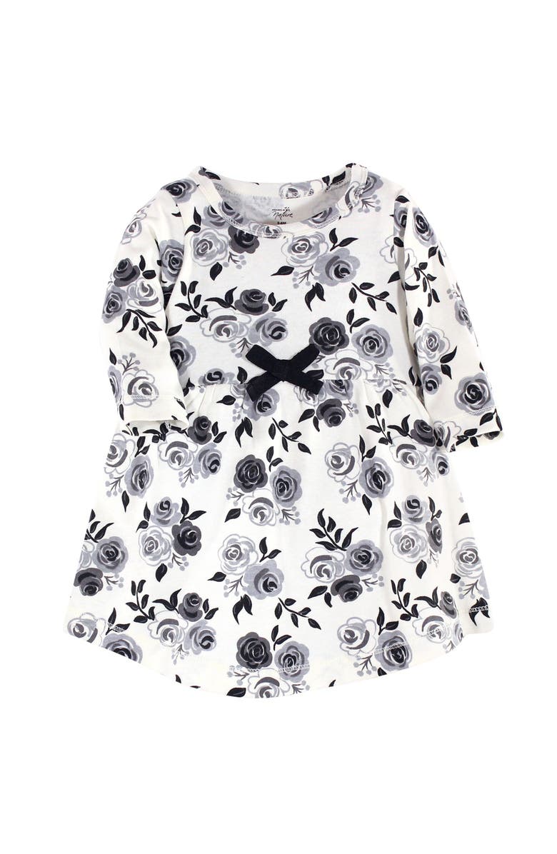 Touched by Nature 2Pk Long Sleeve Organic Dresses, Alternate, color, Black Floral