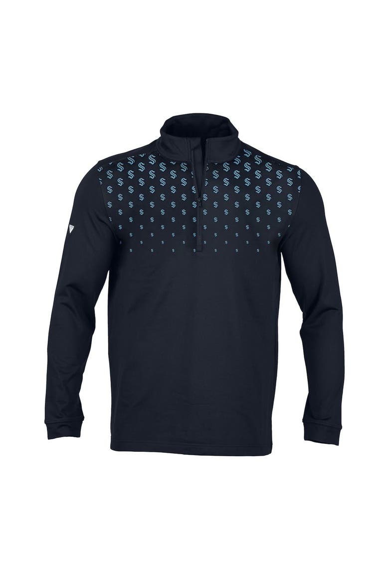 Men's Levelwear Navy Seattle Kraken NHL x PGA Scout Midlayer Quarter-Zip Pullover Top, Alternate, color, Navy
