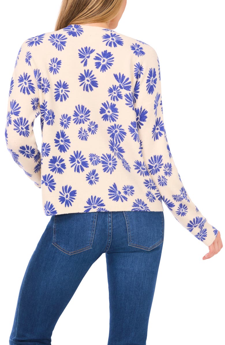 CeCe Floral Sweater, Alternate, color, Birch