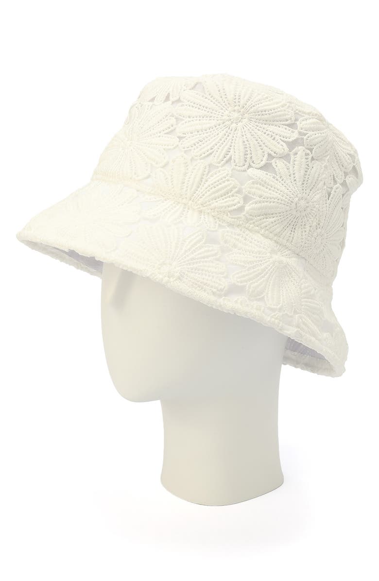 Kate Spade New York daisy lace bucket hat, Alternate, color, Fresh White