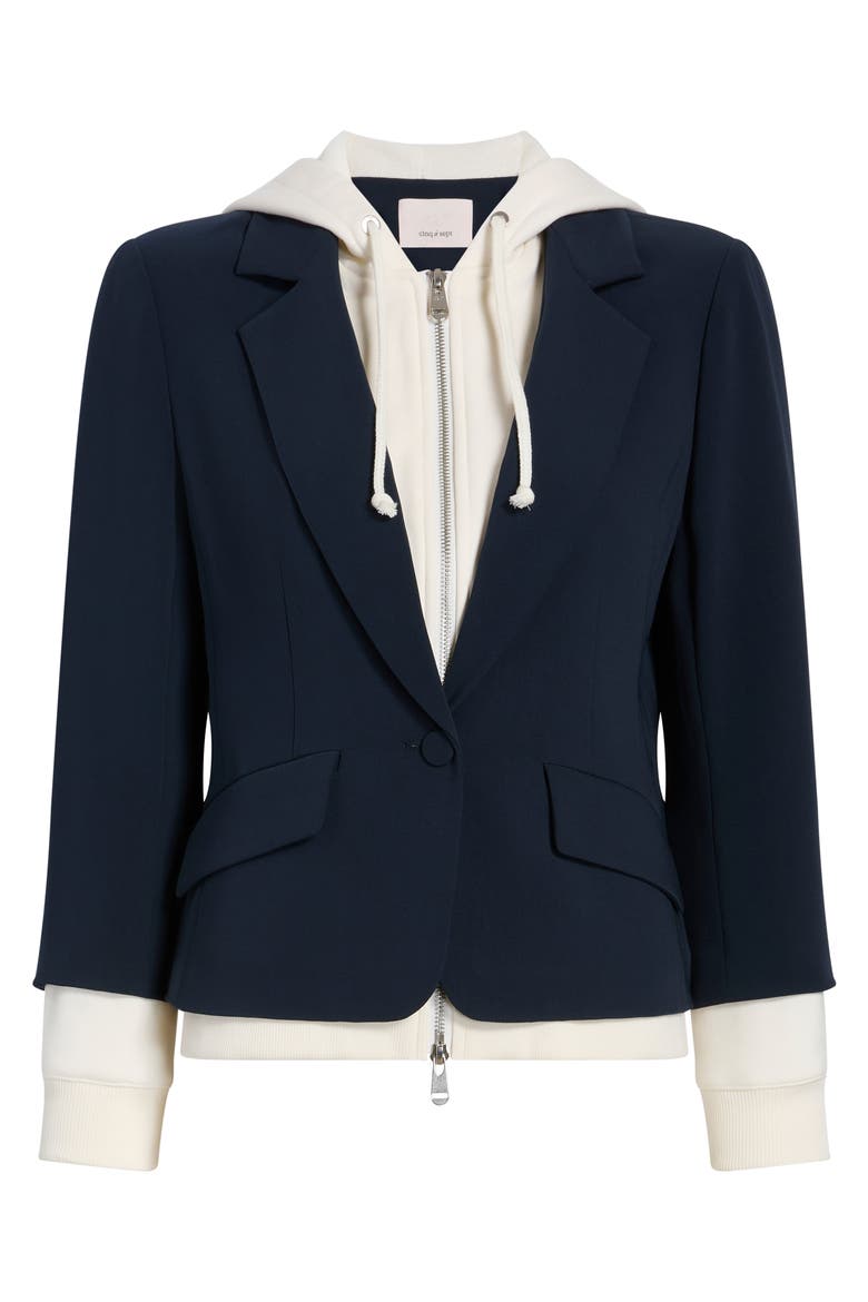 Le Petite Khloe Zip-Up Hoodie Blazer, Alternate, color, NAVY/ IVORY
