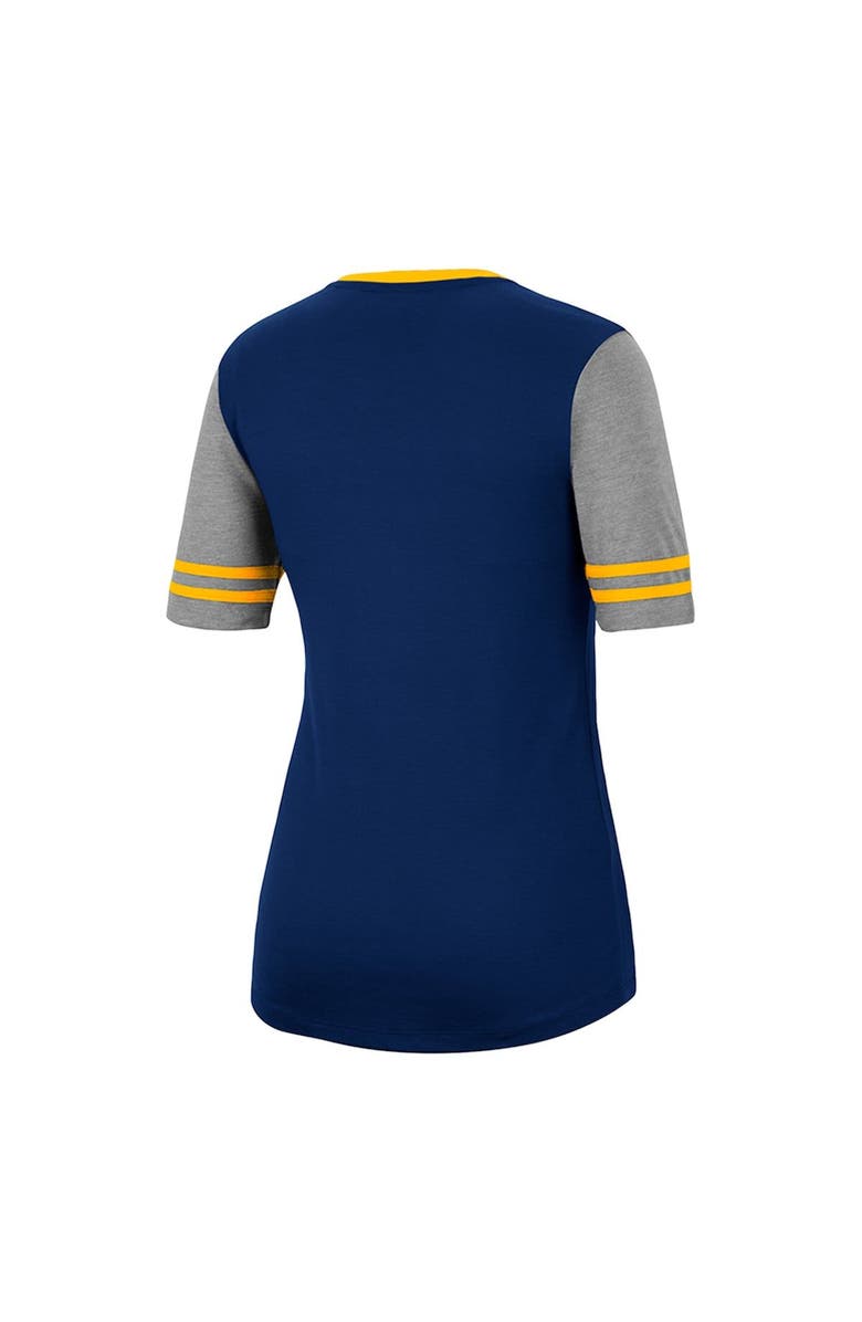 COLOSSEUM Women's Colosseum Navy/Heathered Gray West Virginia Mountaineers There You Are V-Neck T-Shirt, Alternate, color,