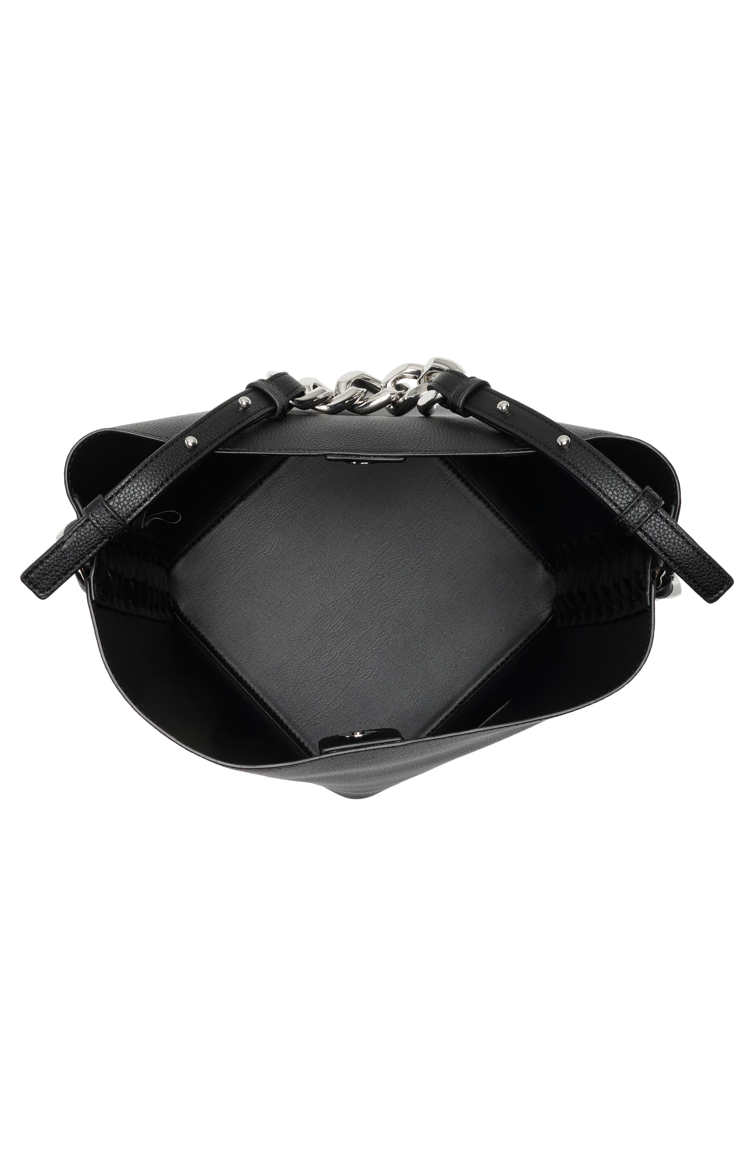 DKNY Riona Bucket Bag, Alternate, color, Black/ Silver