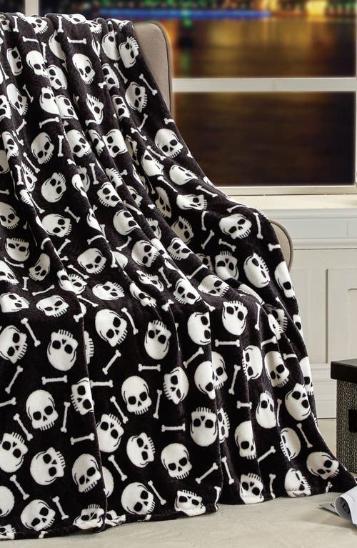 Luxury Home Skull & Bones Spiderweb Plush Throw Blanket