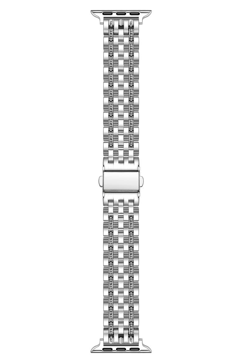 Remy Rhinestone & Stainless Steel Apple Watch® Watchband, Main, color, SILVER