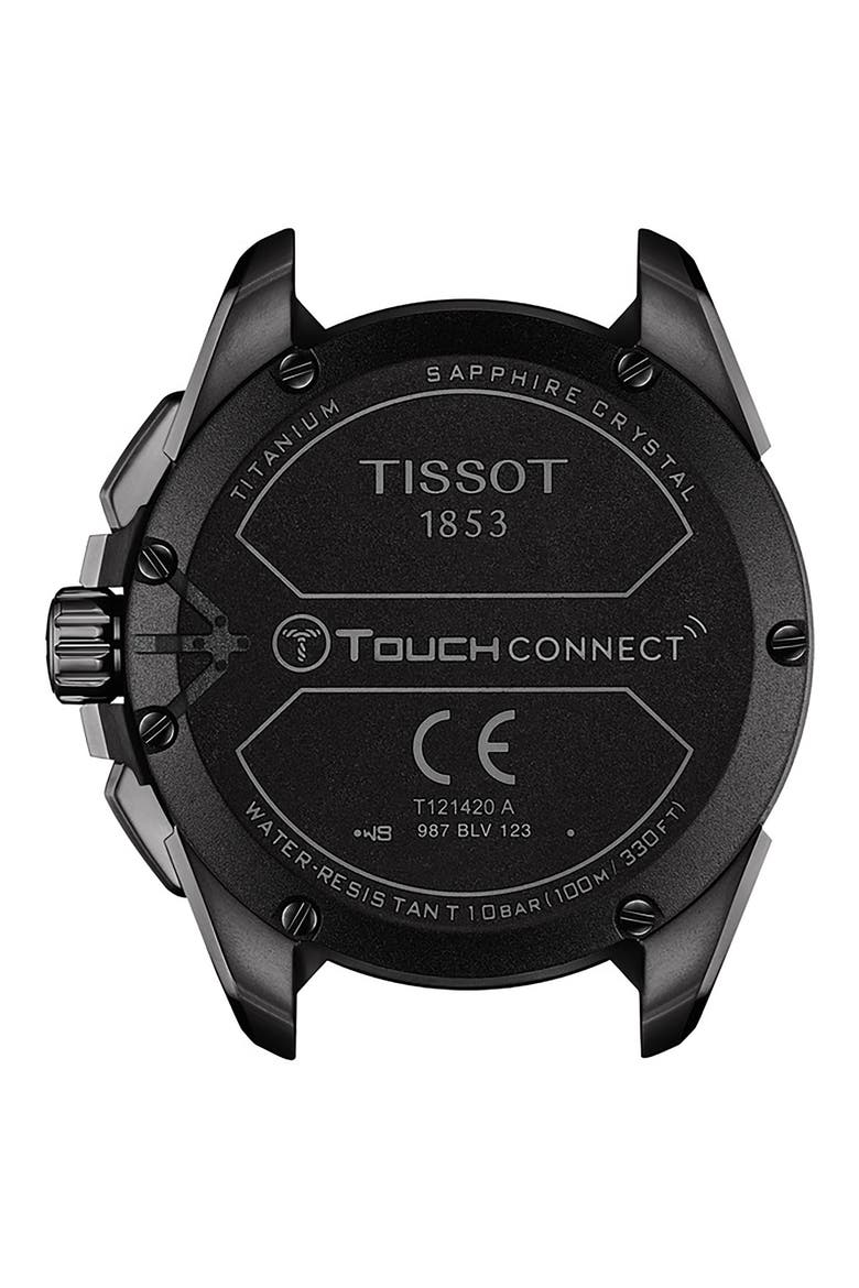T-Touch Connect Solar Smart Silicone Strap Watch, 47.5mm, Alternate, color, BLACK