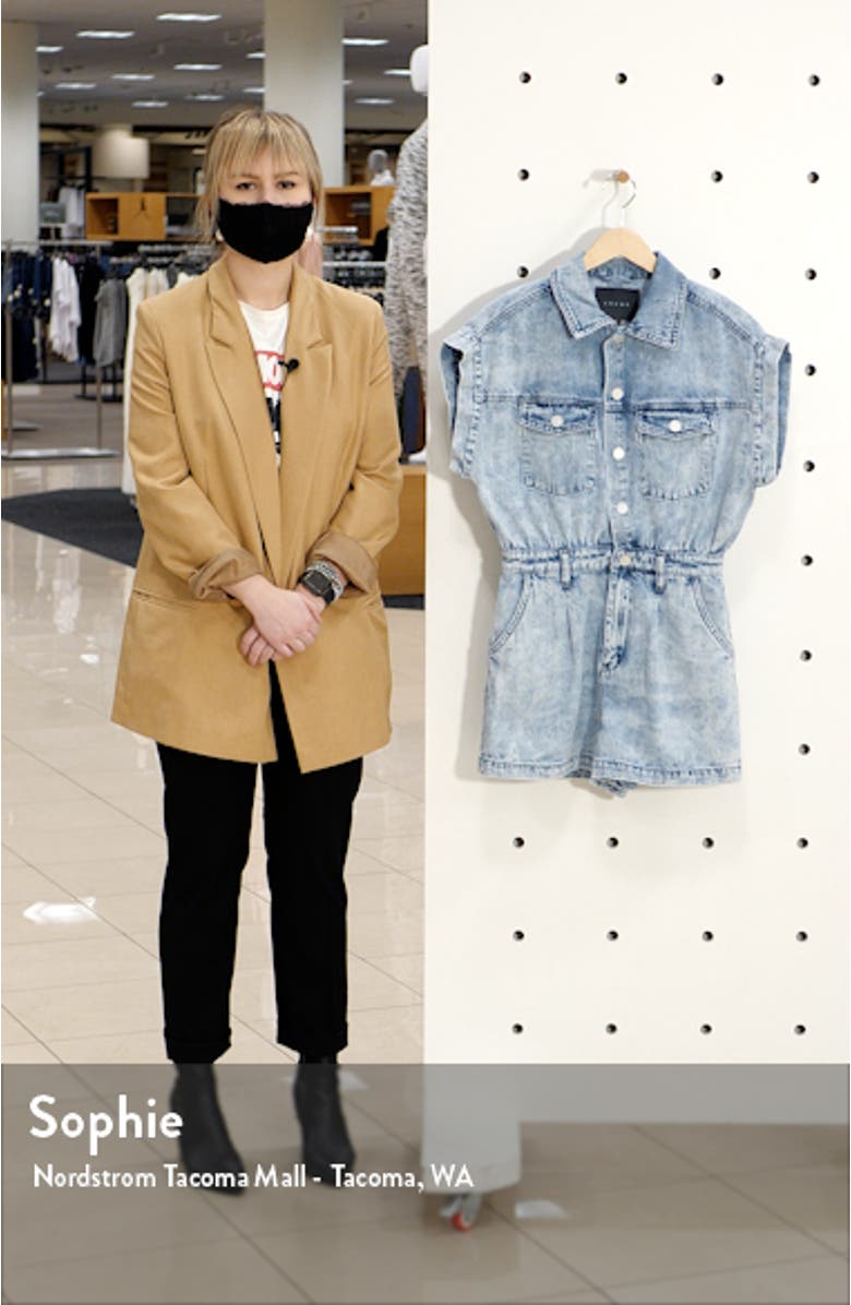 Acid Wash Short Sleeve Denim Romper, sales video thumbnail
