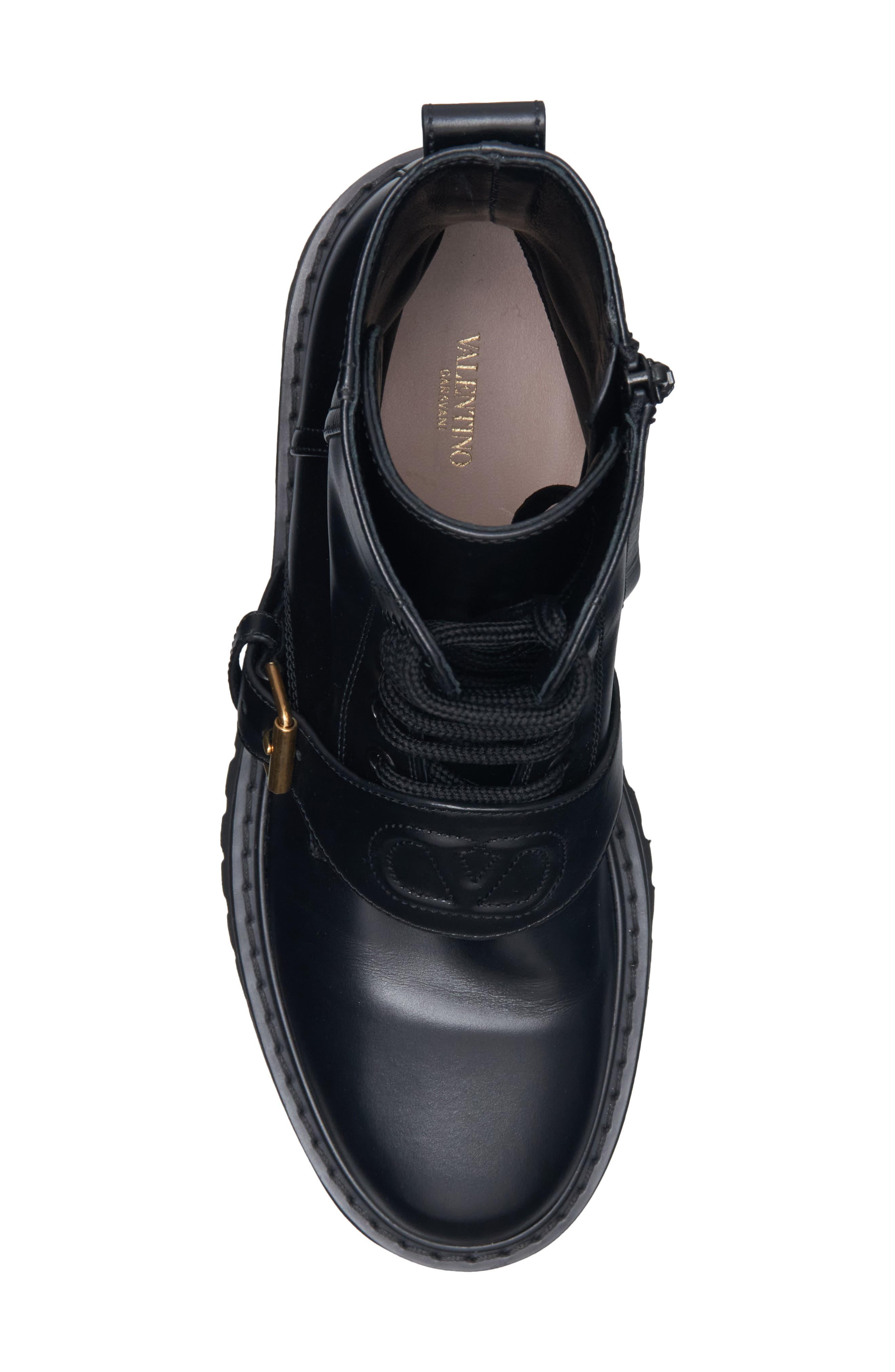 VLOGO Leather Combat Boot, Alternate, color, BLACK
