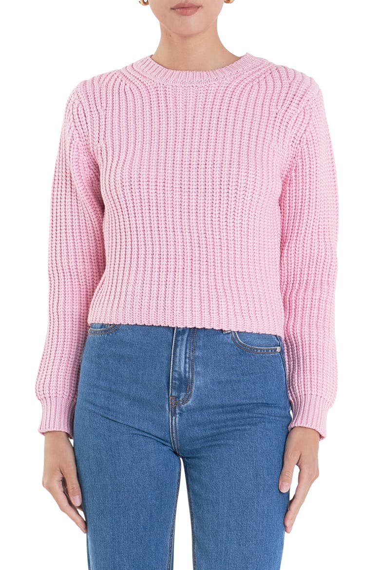 Crewneck Crop Sweater, Main, color, PINK