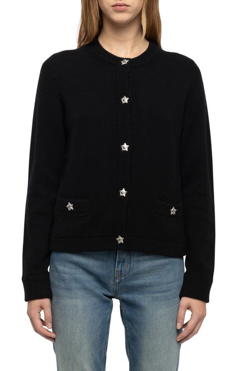 Marcya Crystal Star Button Cashmere Cardigan