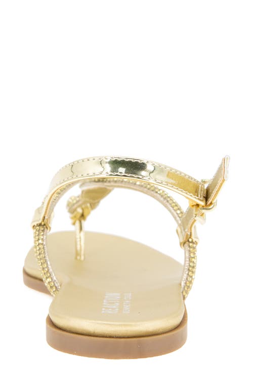 Reaction Kenneth Cole Whitney Crystal Strap Flat Sandal In Gold Jewel