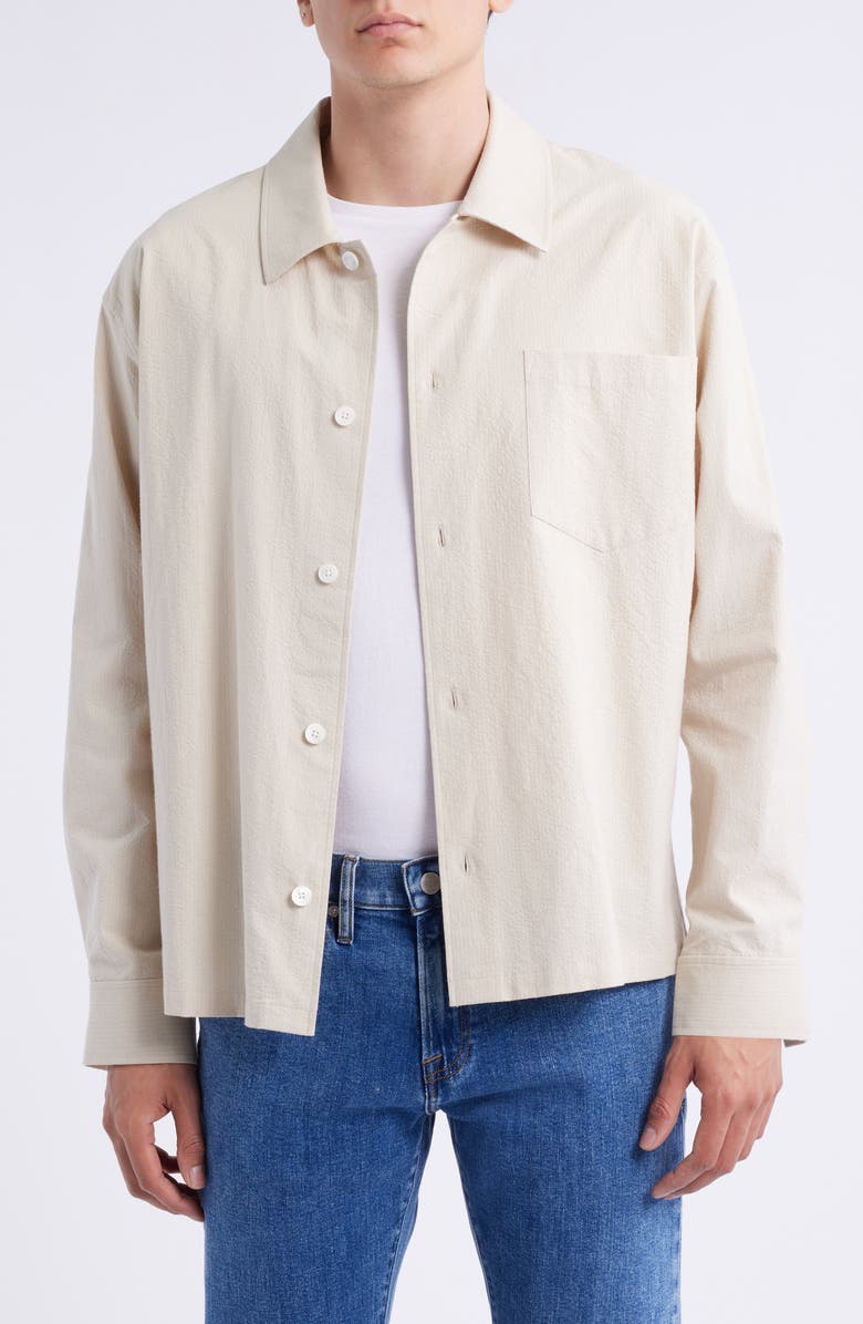 FRAME Cotton Seersucker Shirt Jacket, Main, color, Natural