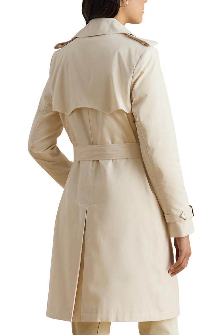 Double Breasted Belted Rain Trench Coat, Alternate, color, MASCARPONE