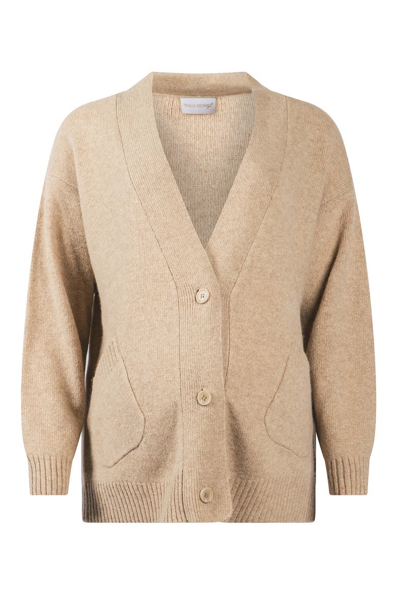 Renee Yak & Wool Blend Maternity Cardigan, Alternate, color, BEIGE