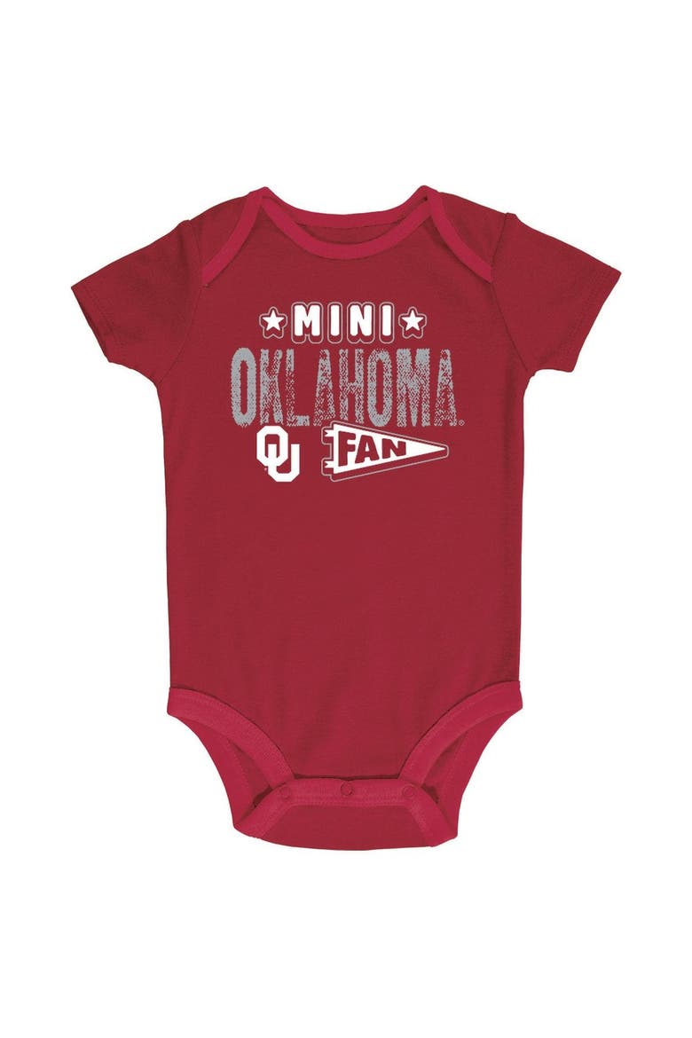Newborn & Infant Champion Crimson/Heather Gray/White Oklahoma Sooners Three-Pack Bodysuit Set, Alternate, color, Crimson