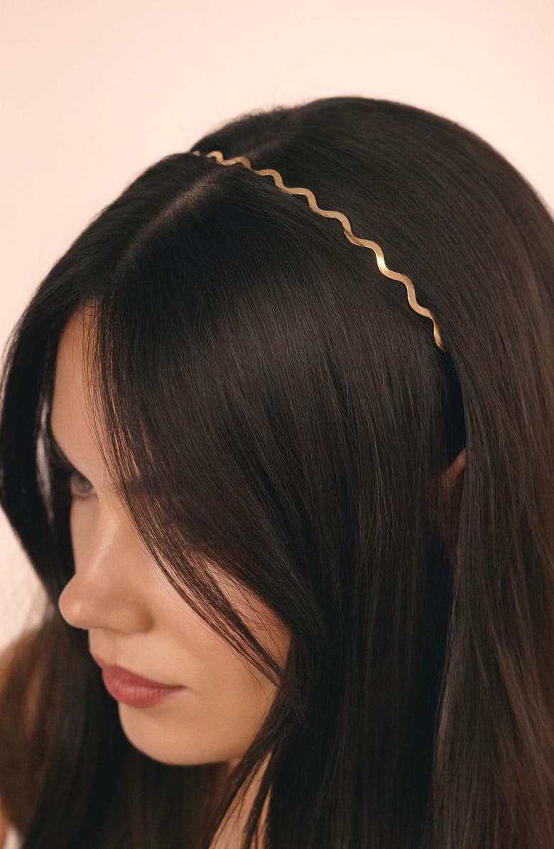 Ettika Zigzag Headband, Alternate, color, Gold