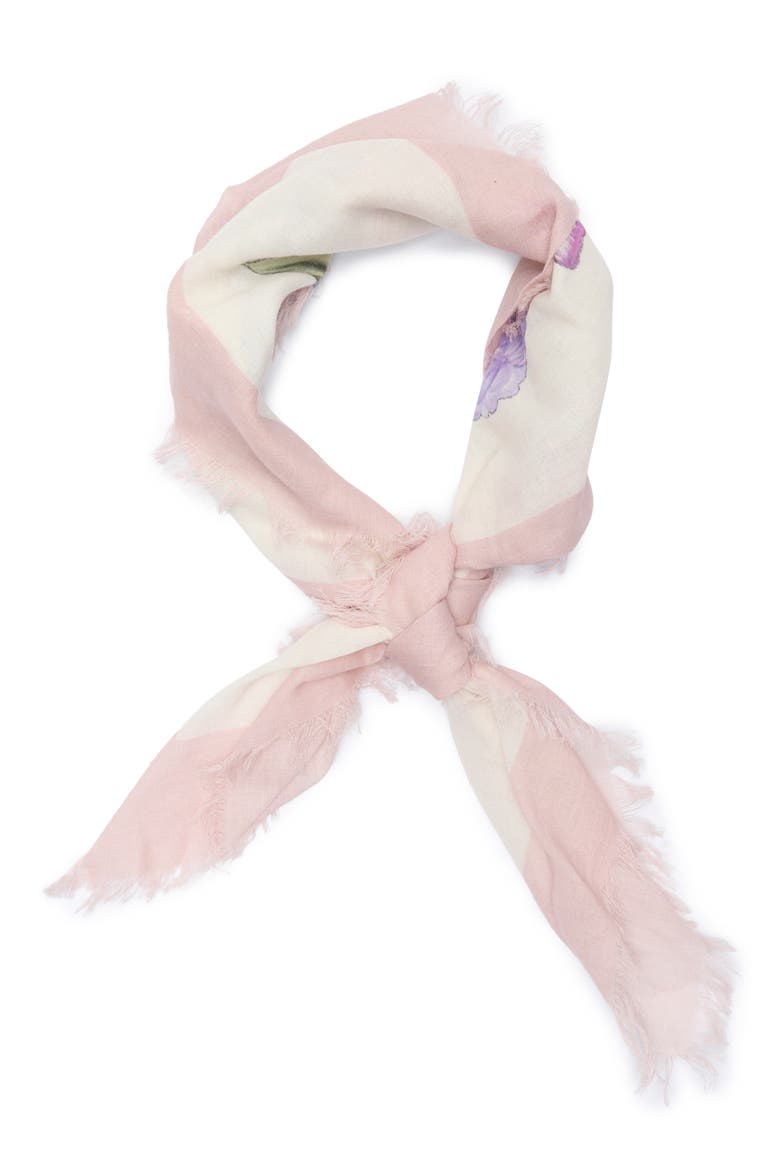 Floral Cotton Square Scarf, Main, color, LIGHT NEUTRAL