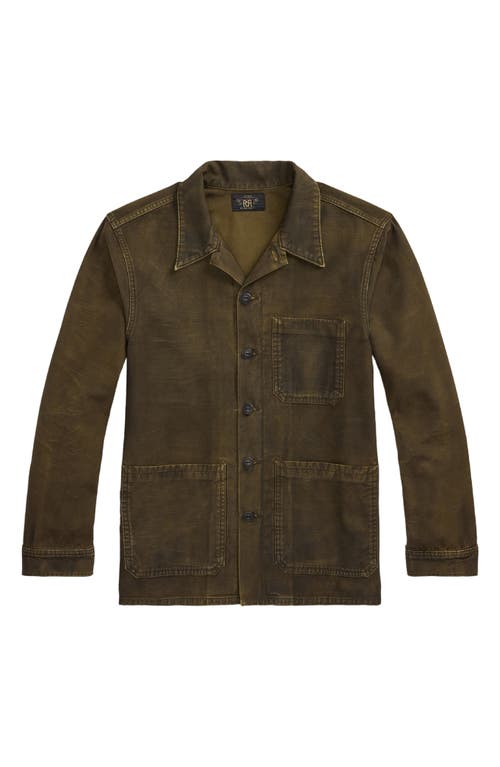 Double RL Reverse Sateen Overshirt in Washed Brown 