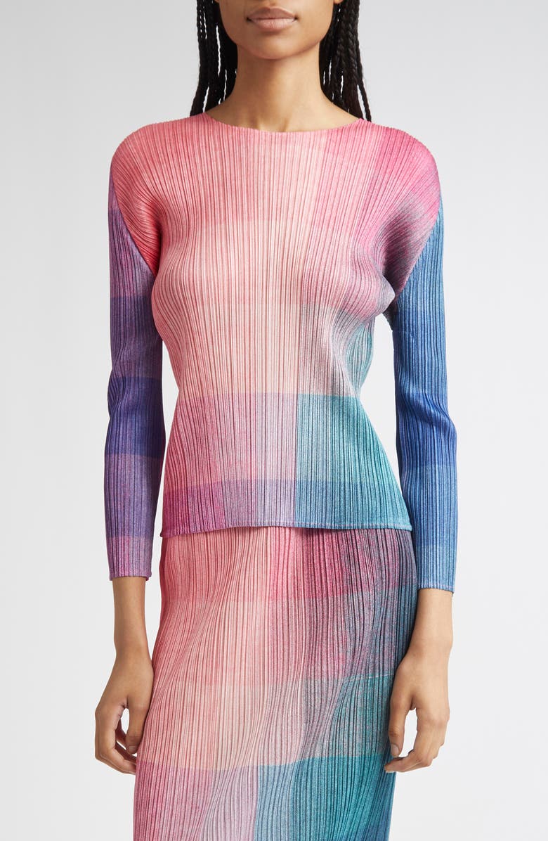 Pleats Please Issey Miyake Photon Pleated Long Sleeve Top, Main, color, 
