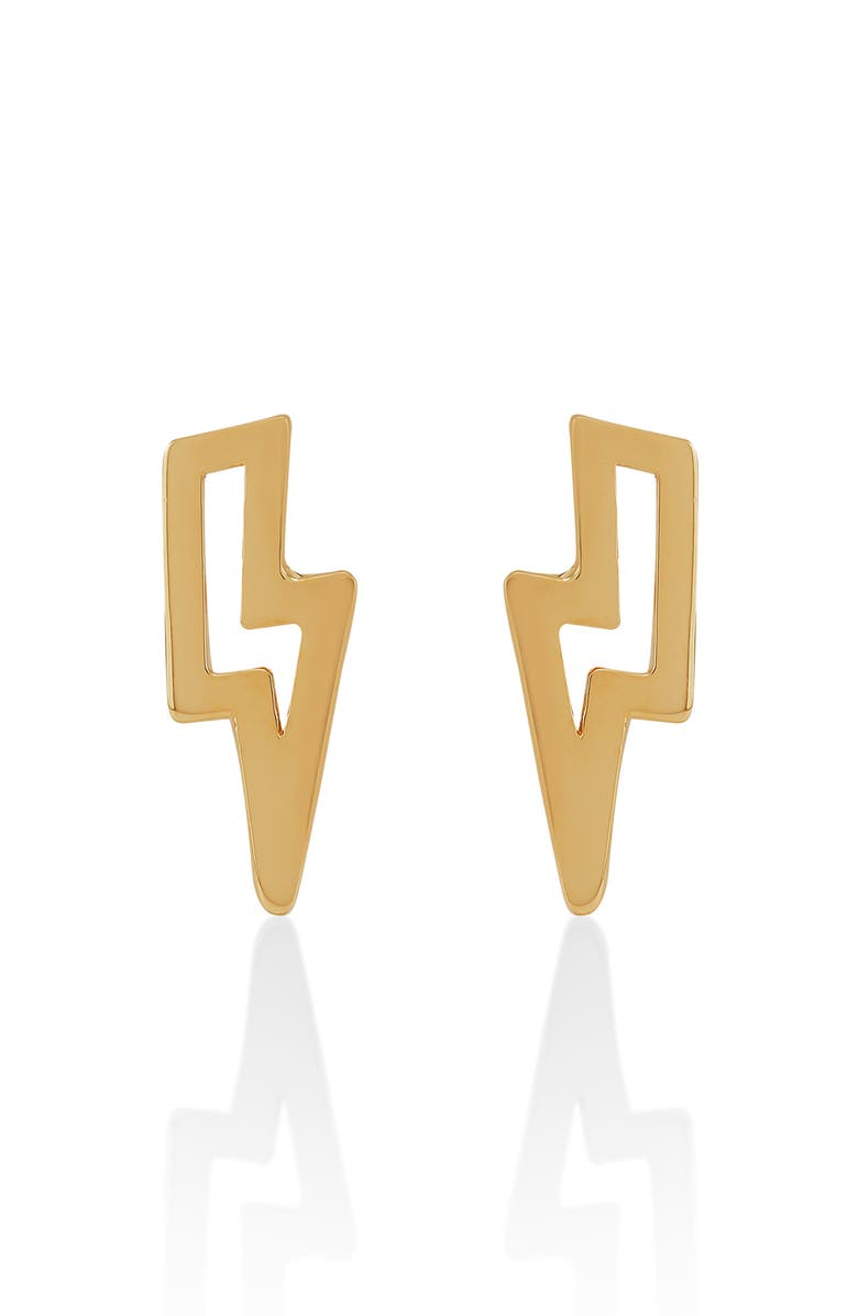 Frankie & Zoe Lightning Bolt Stud Earrings, Alternate, color, Yellow Gold