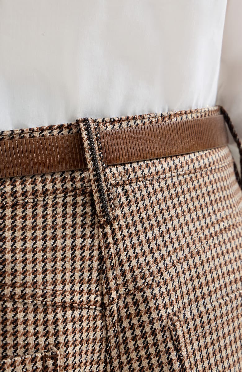 Brunello Cucinelli Sparkling houndstooth Bermuda shorts, Alternate, color, Brown