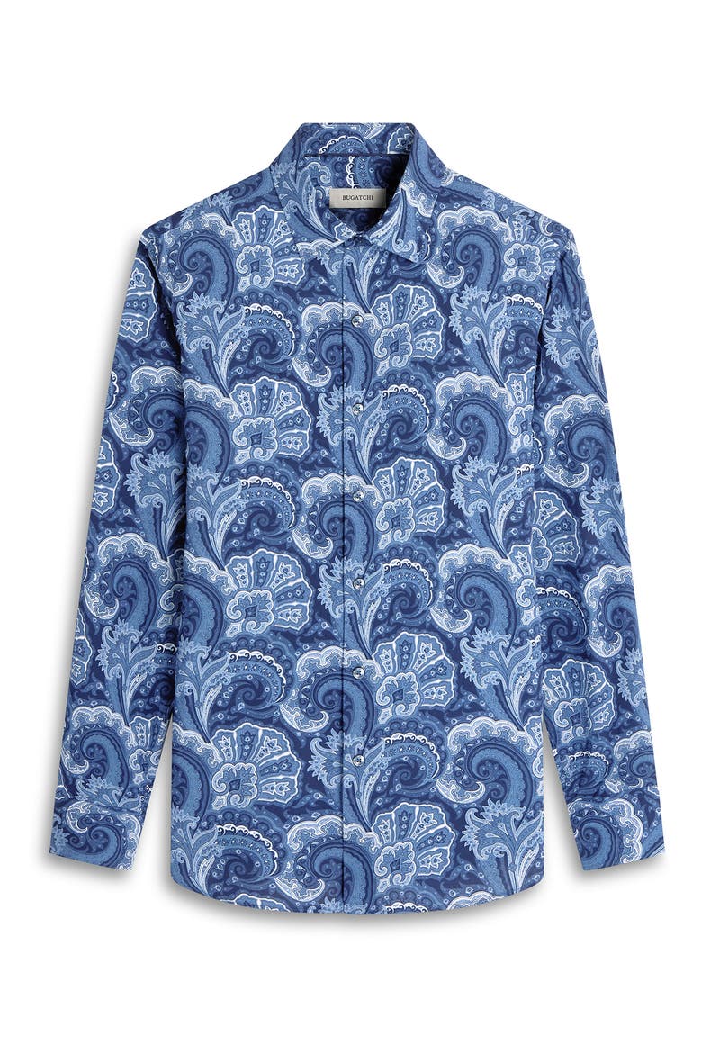 Julian Paisley EcoVero™ Viscose Button-Up Shirt, Alternate, color, NAVY