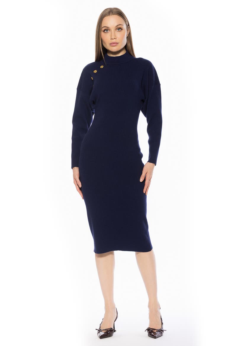 INDIGO MIDI KNIT DRESS, Alternate, color, NAVY