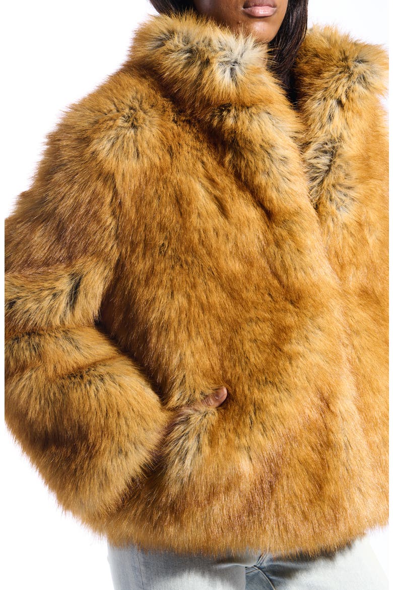 Faux Fur Coat, Alternate, color, TAN