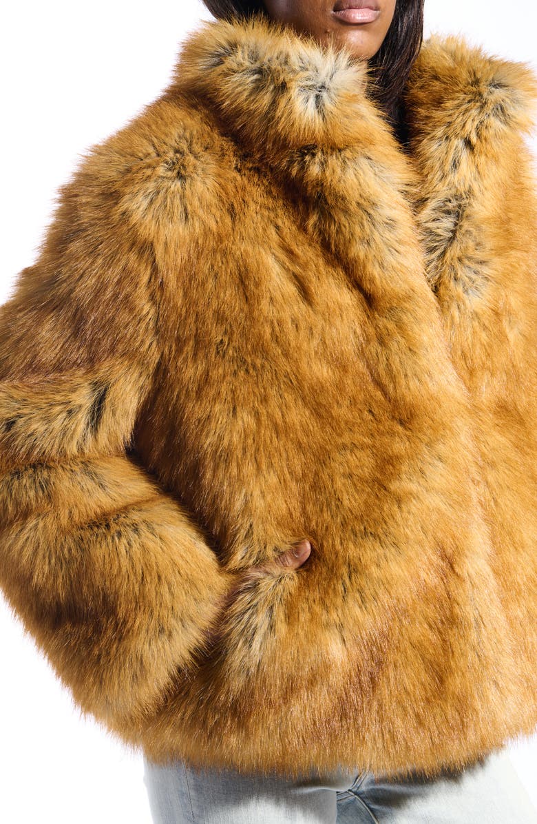 AZALEA WANG Faux Fur Coat, Alternate, color, Tan