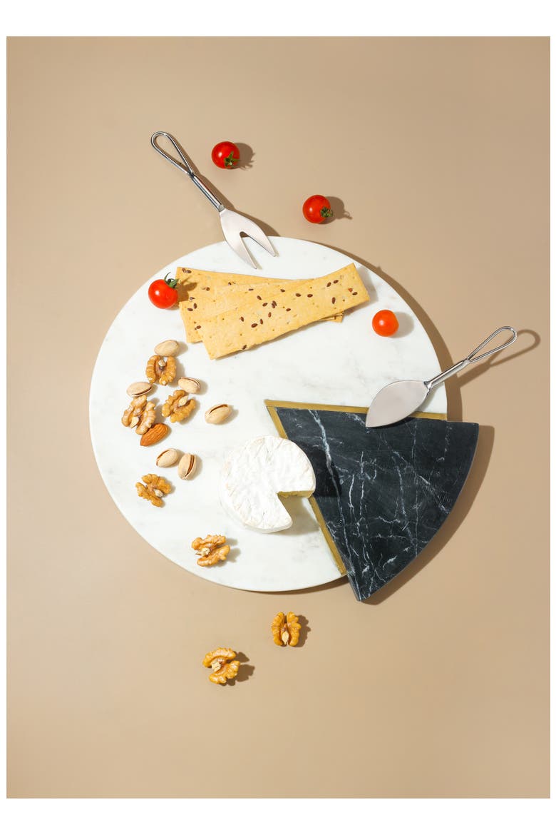 Noir Blanc Marble Circle Platter, Alternate, color, WHITE/ BLACK