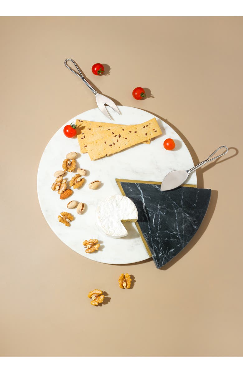 Tiramisu Noir Blanc Marble Circle Platter, Alternate, color, White/ Black