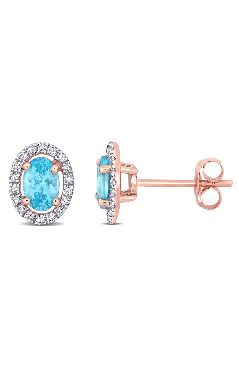 Julianna B. Apatite & Diamond Oval Halo Stud Earrings 10k, Main, color, 