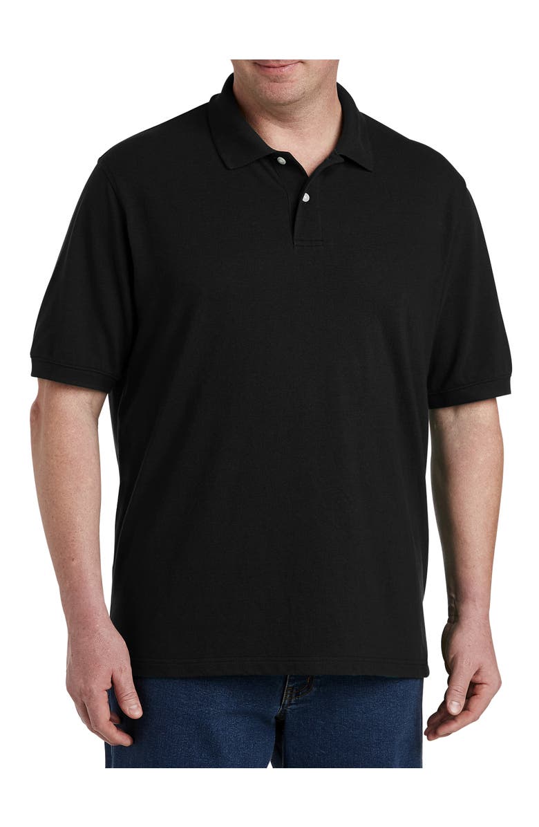 B+T Essentials Big & Tall Piqué Mesh Short-Sleeve Polo Shirt, Main, color, Black