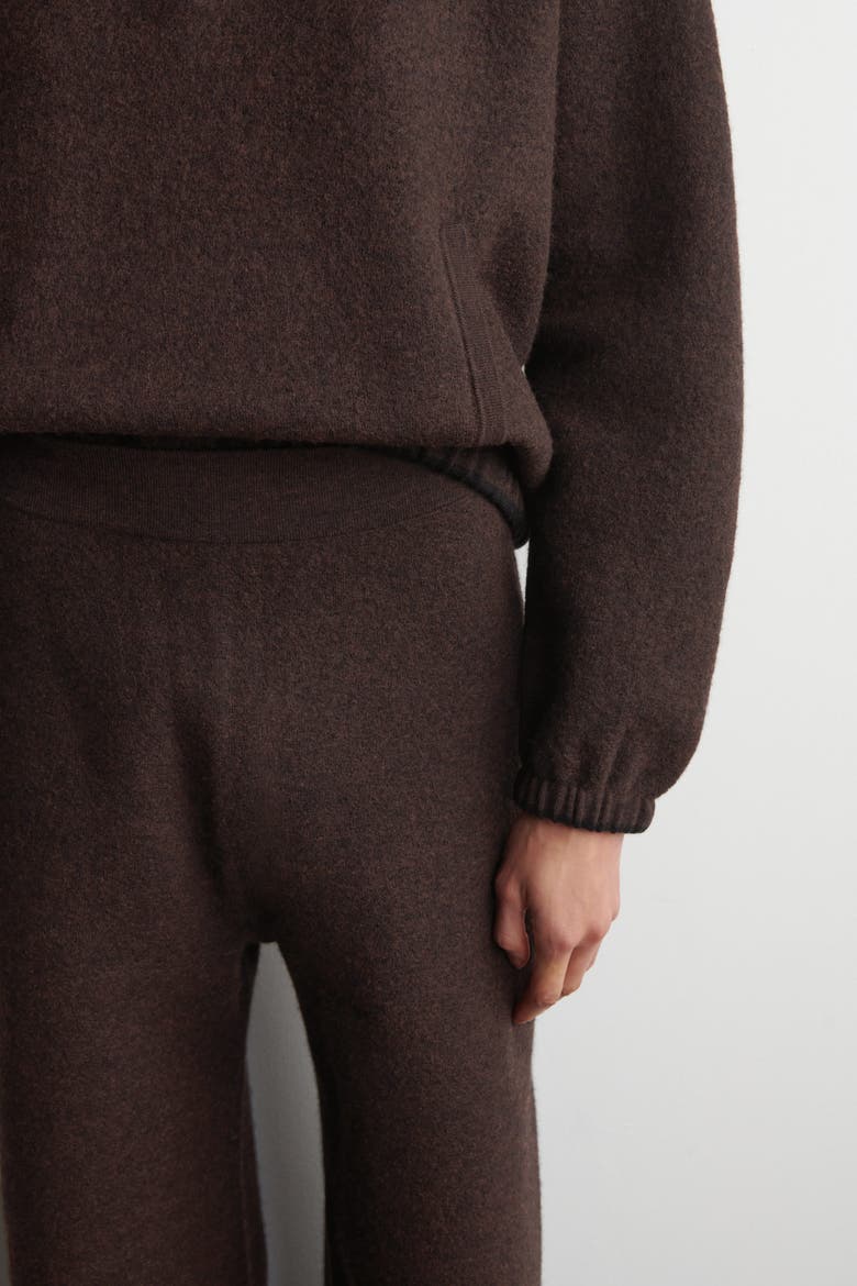 Boiled Merino Wool Wide-Leg Pants, Alternate, color, BROWN MÉLANGE