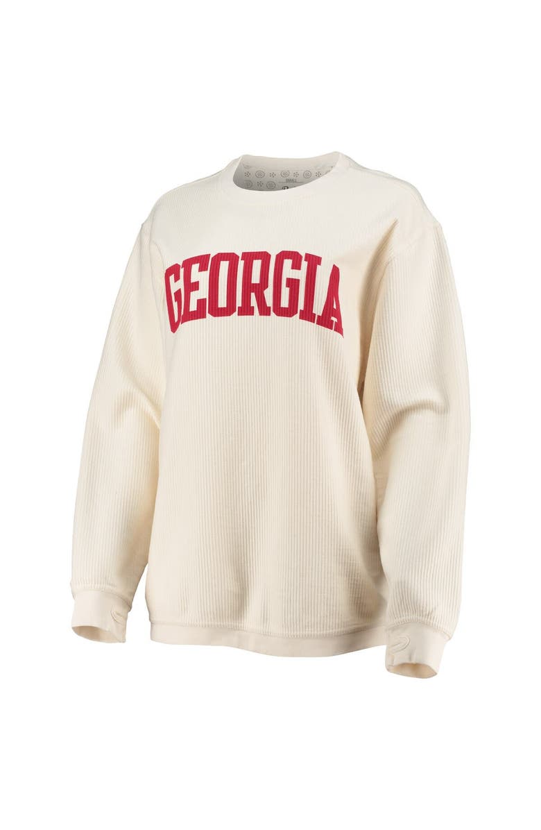 PRESSBOX Women's Pressbox White Georgia Bulldogs Comfy Cord Vintage Wash Basic Arch Pullover Sweatshirt, Alternate, color,