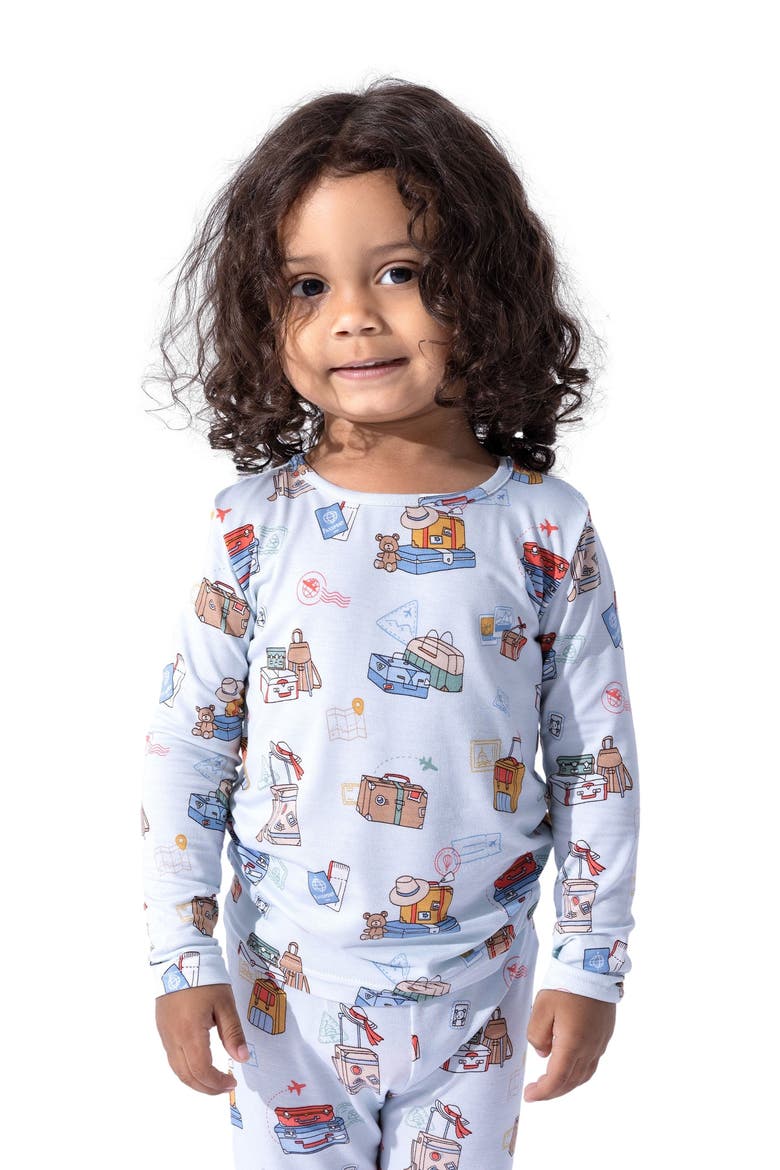 Kids' Vintage Suitcases Set of 2 Piece Pajamas, Alternate, color, Vintage Suitcases