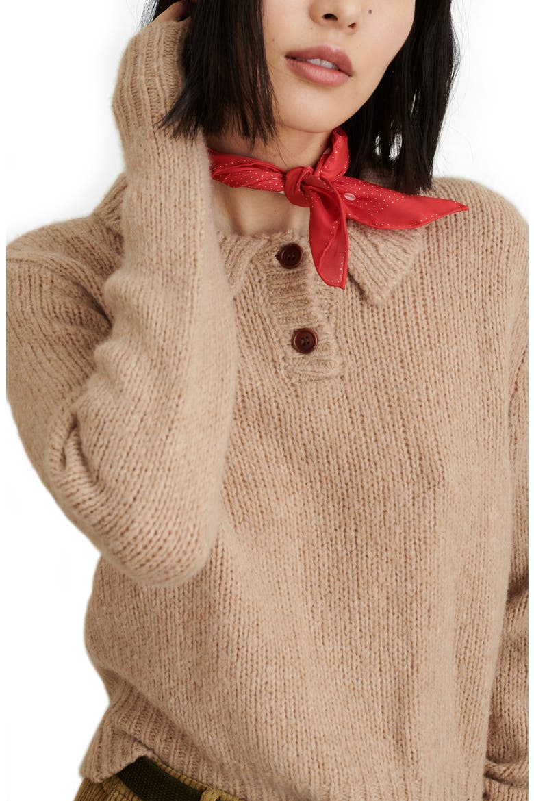 Wool & Cashmere Blend Henley Sweater, Alternate, color, WARM KHAKI