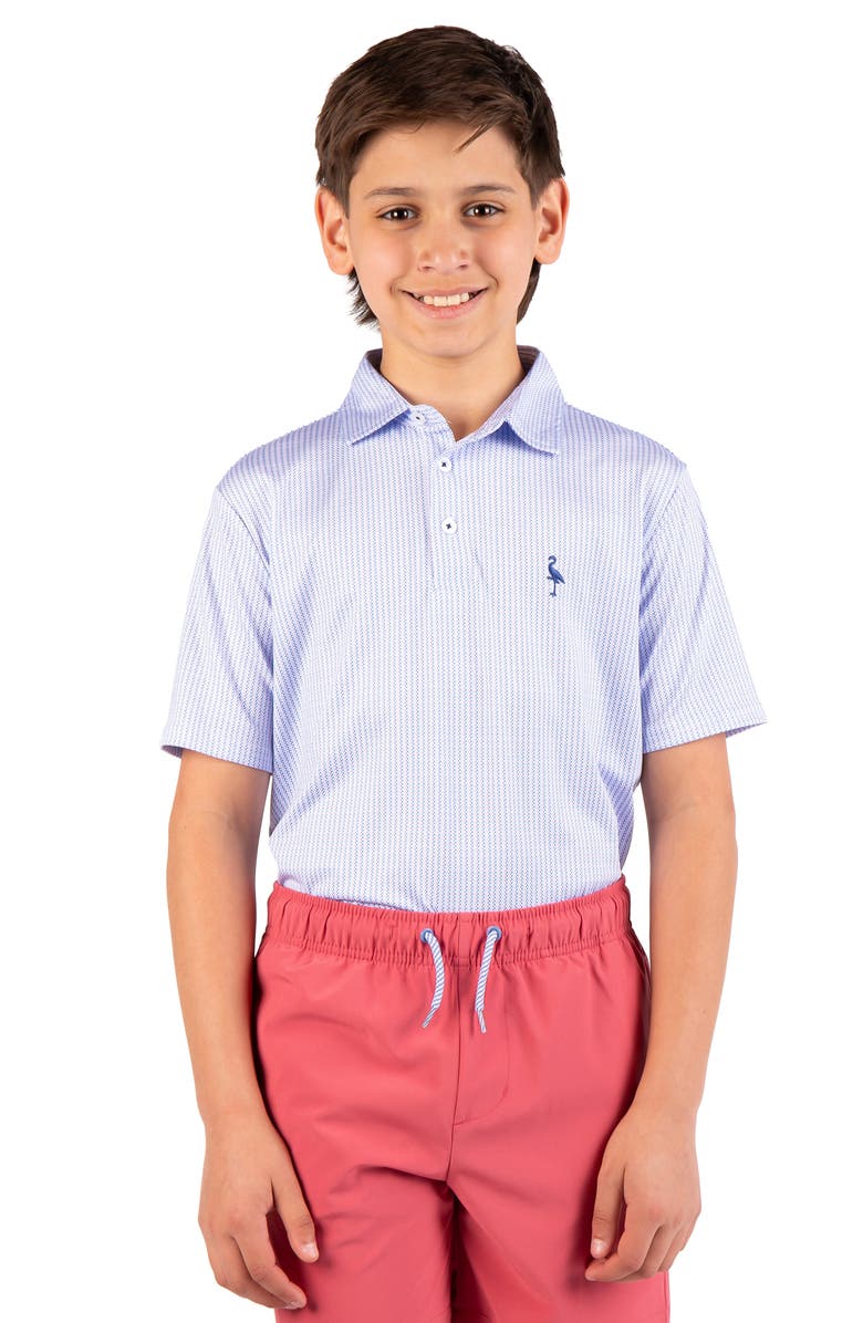 TailorByrd Kids' Print Performance Knit Polo, Alternate, color, Blue