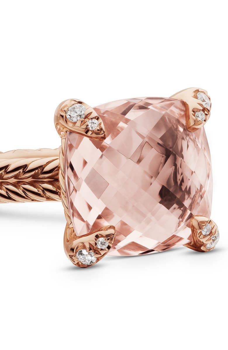 David Yurman Châtelaine<sup>®</sup> Morganite & Diamond Ring in 18K Rose Gold, Alternate, color, Rose Gold/ Diamond/ Morganite