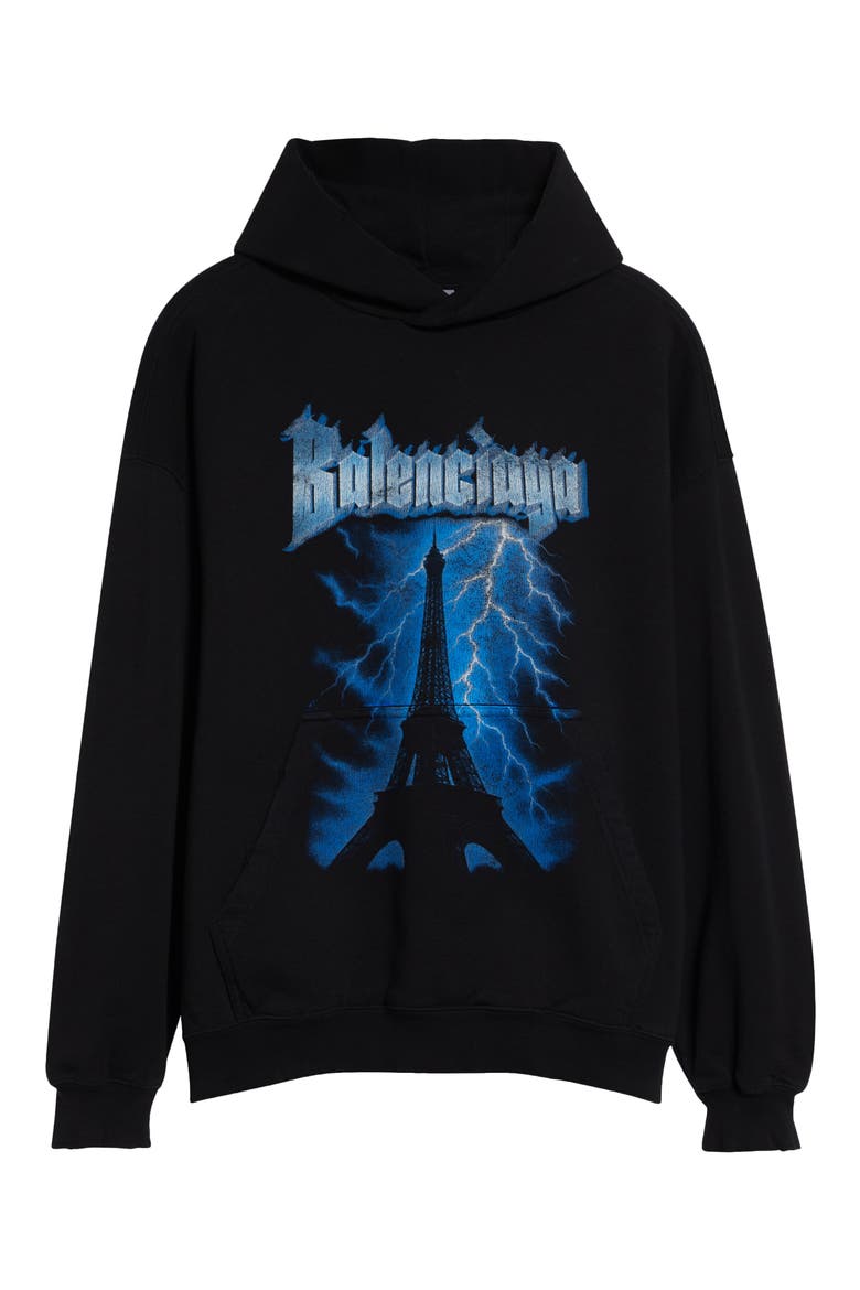 Paris Thunderstorm Medium Fit Dry Fleece Graphic Hoodie, Alternate, color, 1000 BLACK