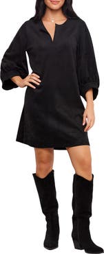 Karen Kane Faux Suede Puff Sleeve Dress