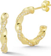 GLAZE JEWELRY Gold Vermeil CZ Twist Huggie Earrings
