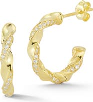 GLAZE JEWELRY Gold Vermeil CZ Twist Huggie Earrings